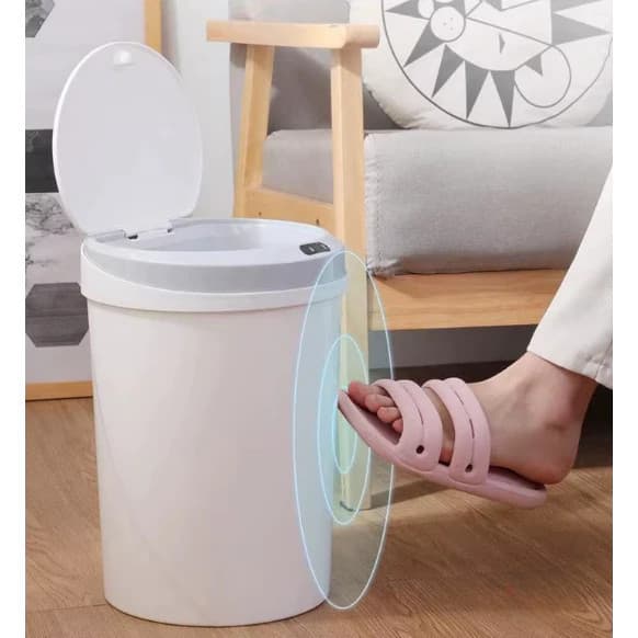 Lixeira Automática USB Recarregável com Sensor para Cozinha e Banheiro