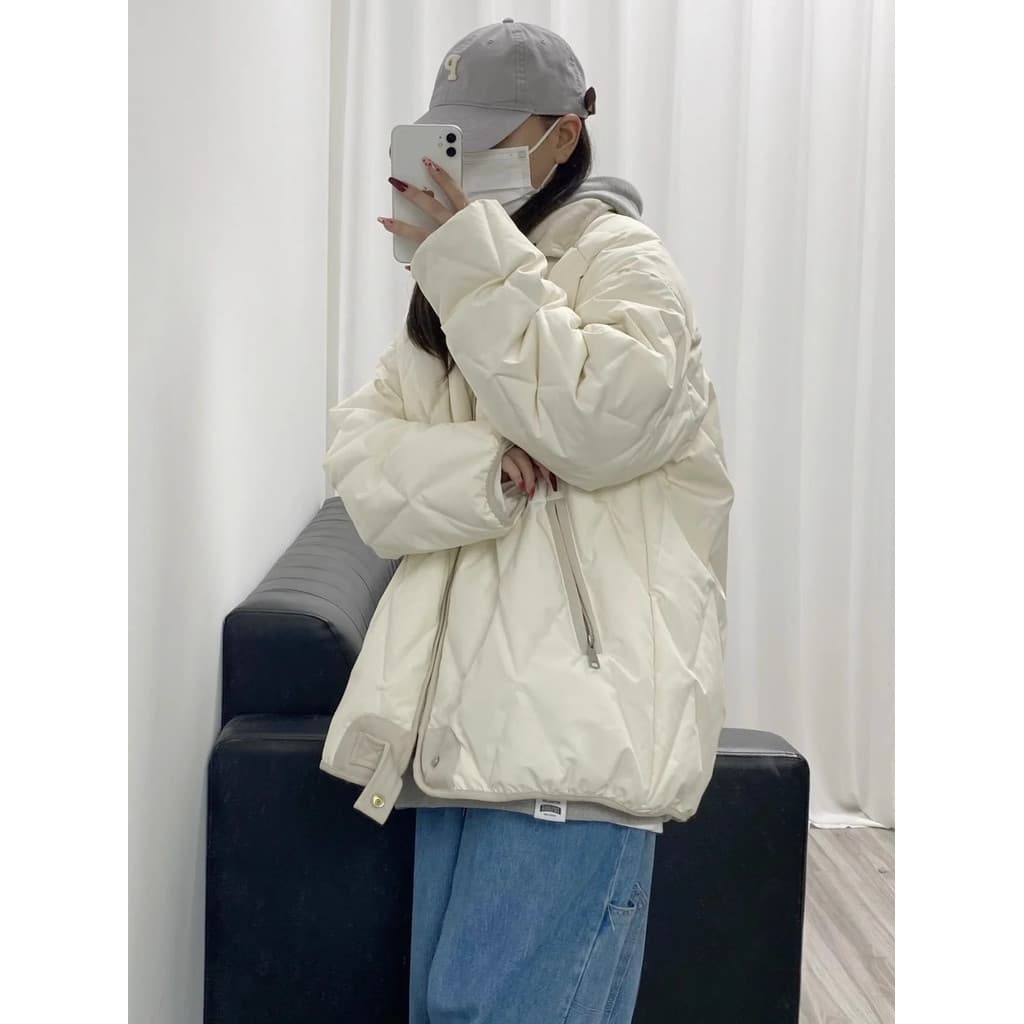 Jaqueta acolchoada feminina 2023 novo estilo inverno acolchoado diamante acolchoado jaqueta estudante solto uniforme de