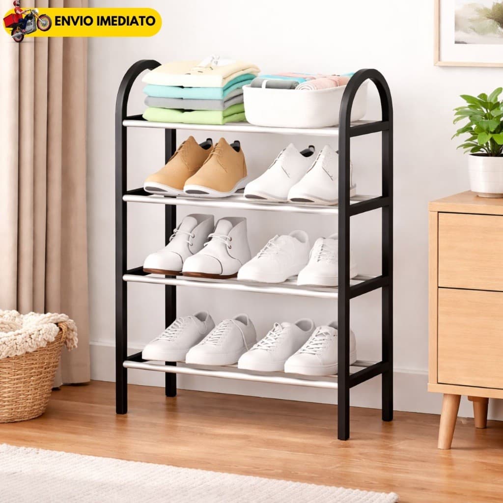Sapateira 4 Andares Organizadora de Sapatos Livros BrinquedosMultiuso Desmontável Estante Compacta para Quarto Closet