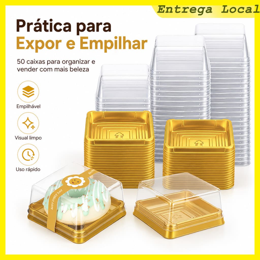 50 caixas de armazenamento quadradas de pão de mel, bolos e sobremesas stall packaging