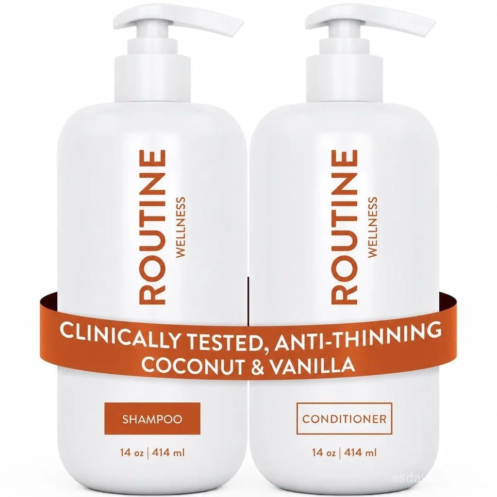 RoutineWellness Conjunto de Shampoo e Condicionador Anti-Queda 14oz para Cabelos Ralos e Queda de Cabelo - Sem Sulfato,