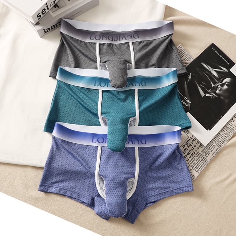 Cuecas boxer masculinas elefante tronco oco respirável cuecas boxer