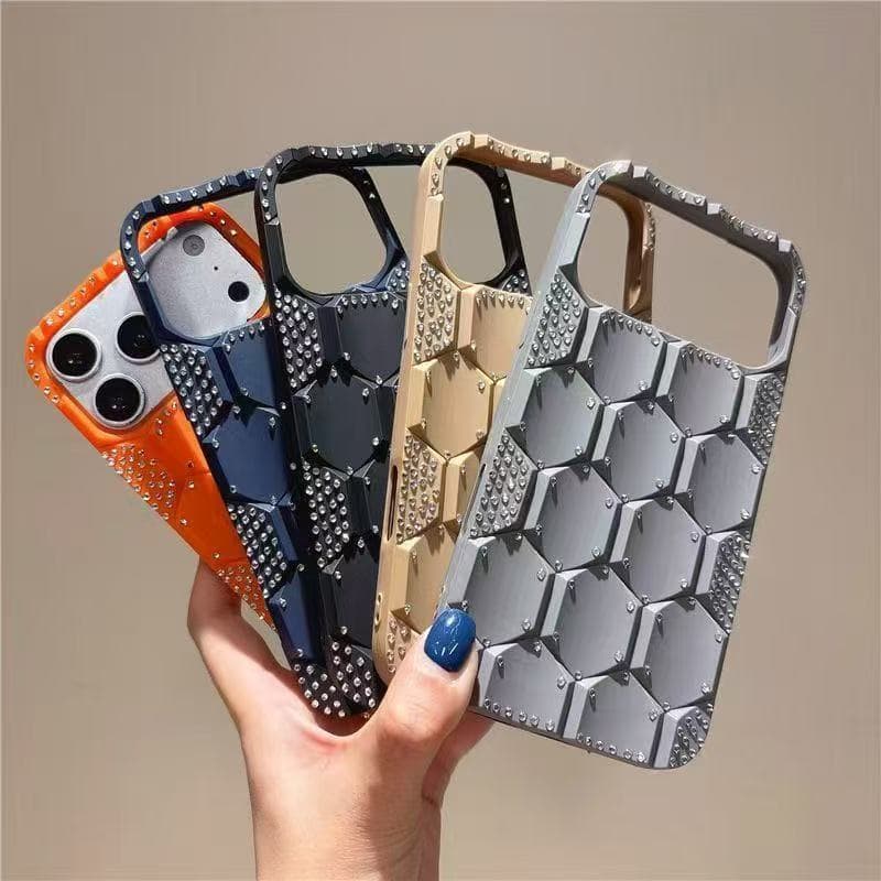 Adequado para iPhone17/16/15/14/13/12 Capa de telefone com janela larga em formato de favo de mel e diamante
