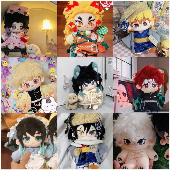 Boneco de Pelúcia de 20CM do Anime Demon Slayer, Tokitou Muichirou, Agatsuma Zenitsu, Tomioka Giyuu, Kokushibo, Fantasia