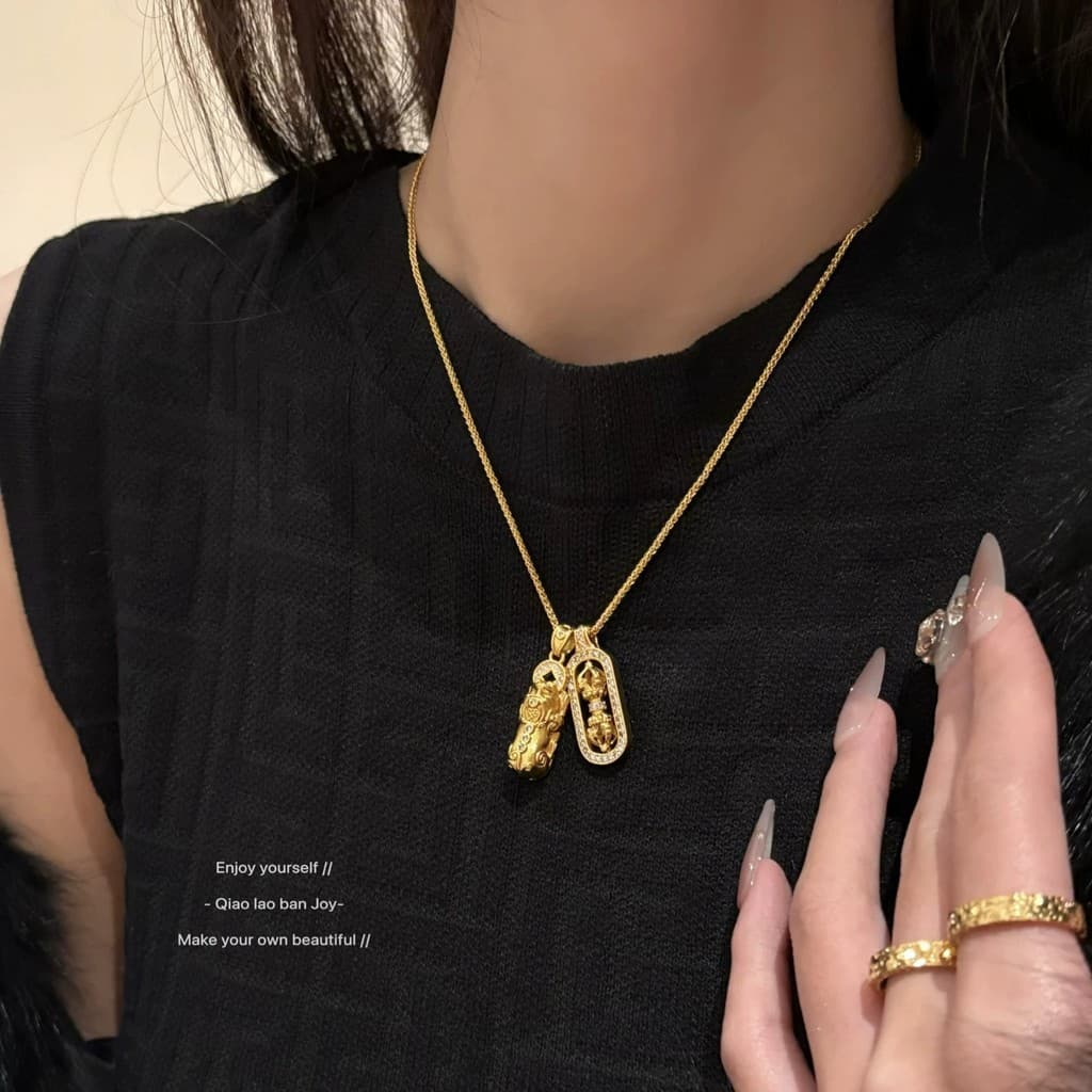 Tel: Wei Xuejin loja novo estilo chinês Pixiu Vajra pingente colar feminino High-End luz luxo nicho clavícula corrente L