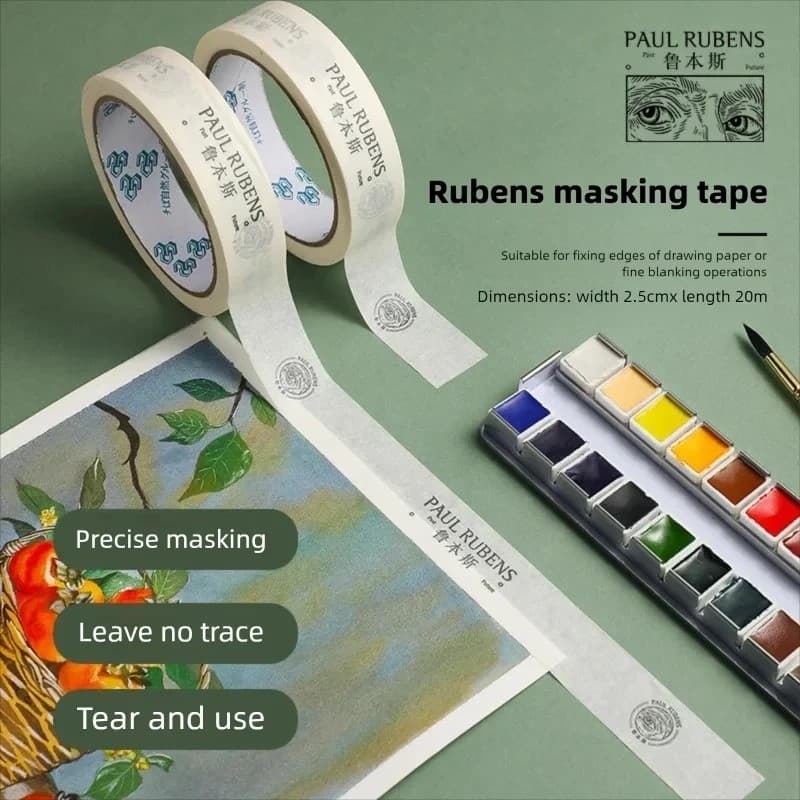 2 Pçs Fita Adesiva 25mm X 20m Aquarela Para Esboço & Pintura A Óleo Artista Washi Pegajosa Traceless Fixação