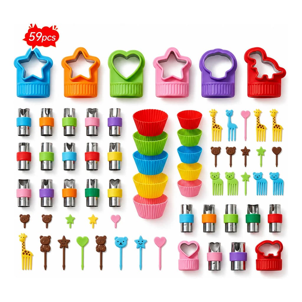 Kit 59 Moldes Para Cortar Sanduíche Infantil Pão Frutas