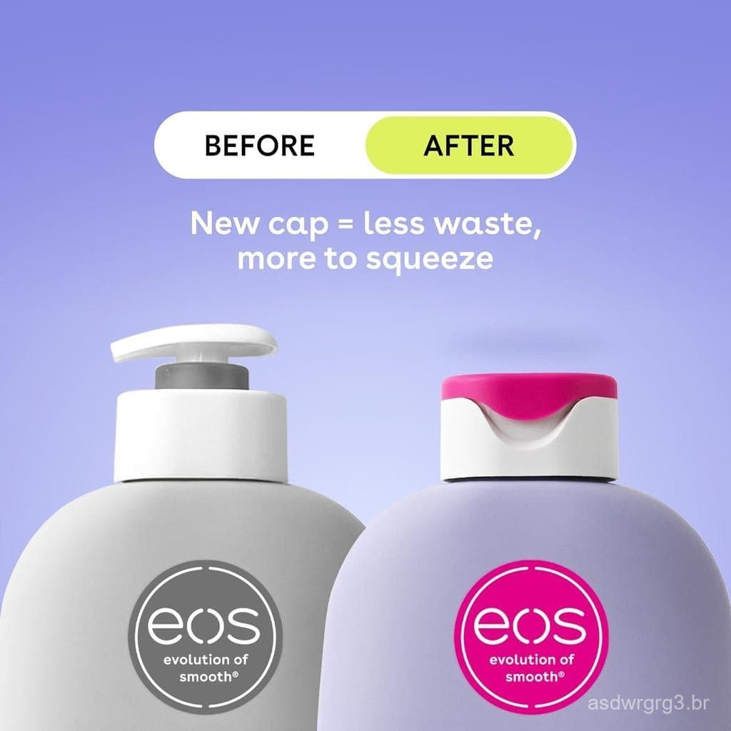 eosSheaBetterBodyLotion com aroma de baunilha e caxemira, cuidado hidratante de 24 horas, leve e não oleoso, contém mant