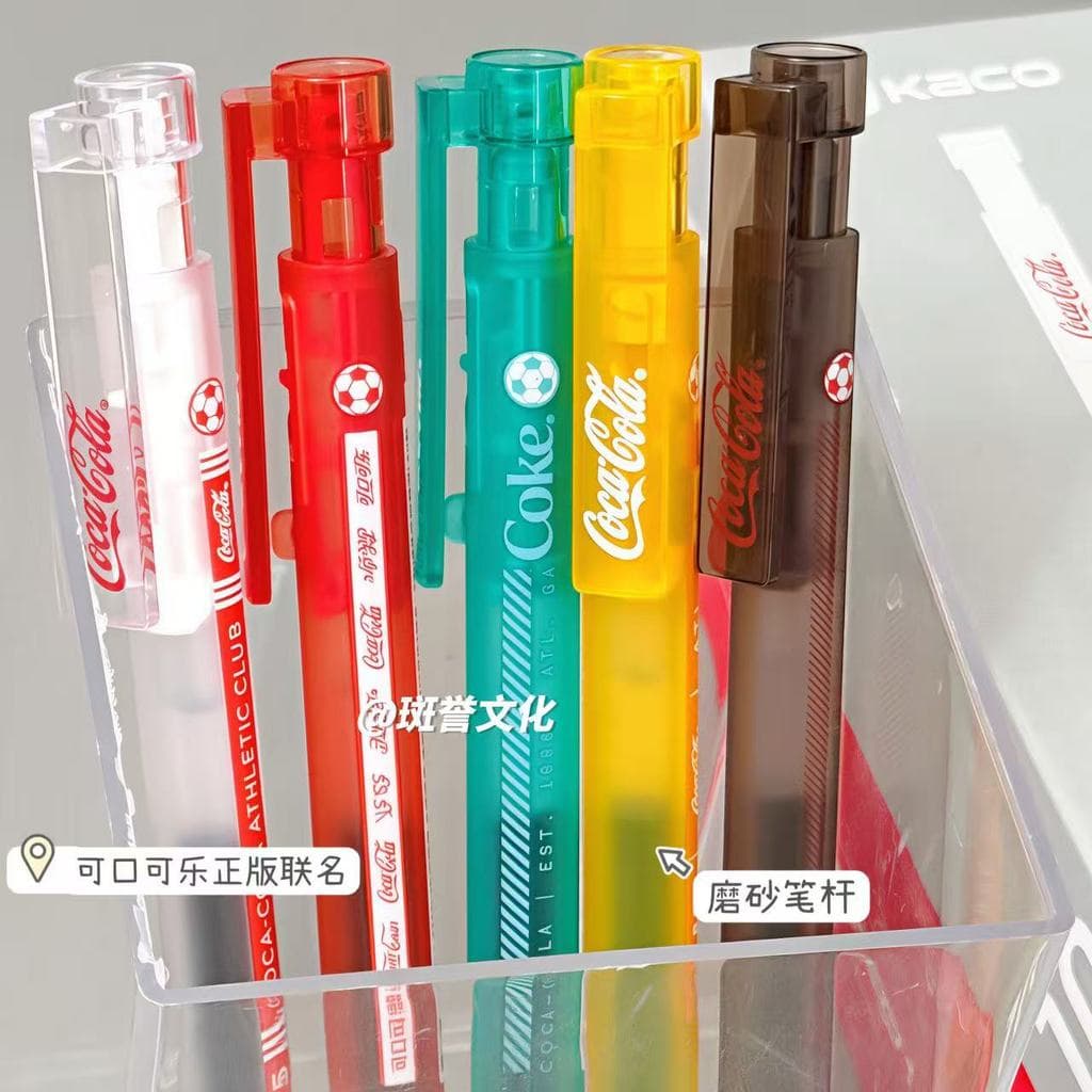 Caneta Retrátil Transparente Edição Limitada KACO x Coca-Cola Football 0.5mm, Caneta Preta Dopamina para Escritório e Es
