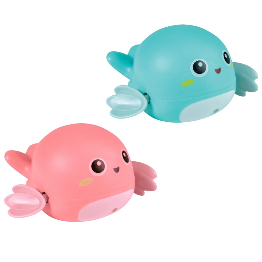 Brinquedo de Banho Baleia Que Nada Divertido Infantil Bebê Azul Rosa Menino ou Menina - Buba