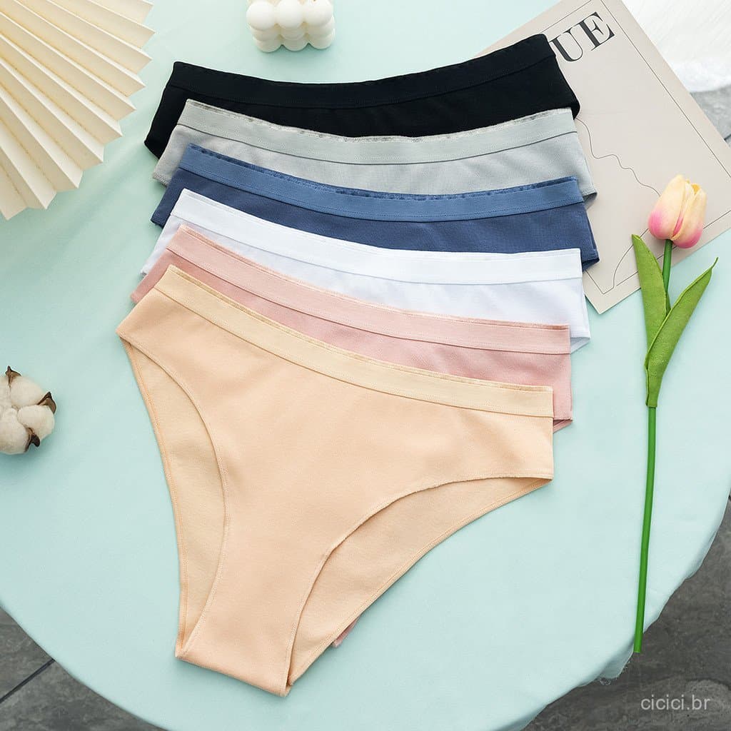 Calcinhas femininas de cintura média de alta qualidade, semi-embaladas, de algodão puro, respiráveis, para dança. JM1W