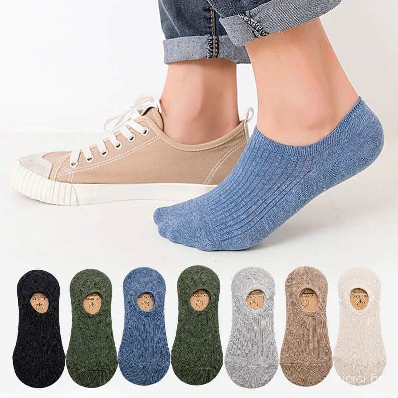 5 pares/lote de meias masculinas de algodão invisíveis com silicone antiderrapante, respiráveis, confortáveis e finas pa