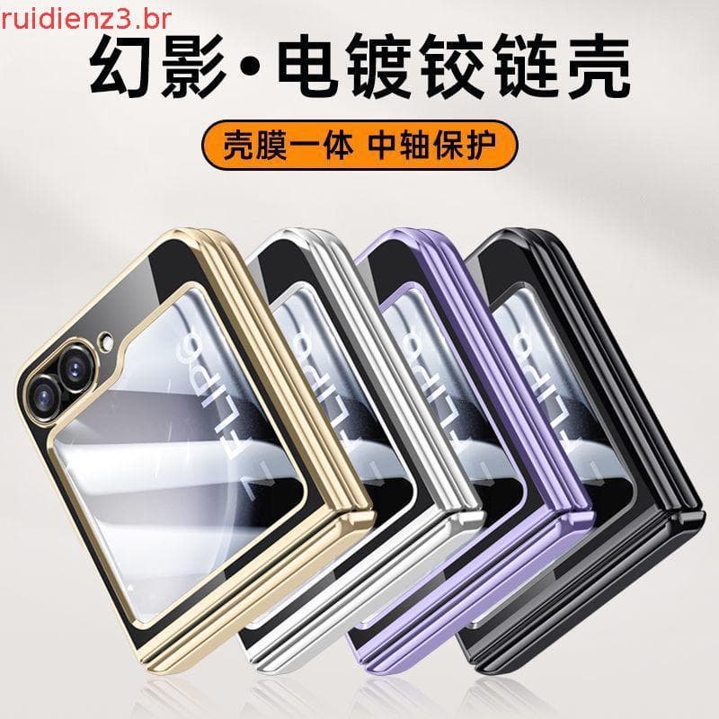 Caixa Para Celular Z Flip6 Samsung Galaxy Flip 6 5 Com Dobradiça Transparente À Prova De Choque