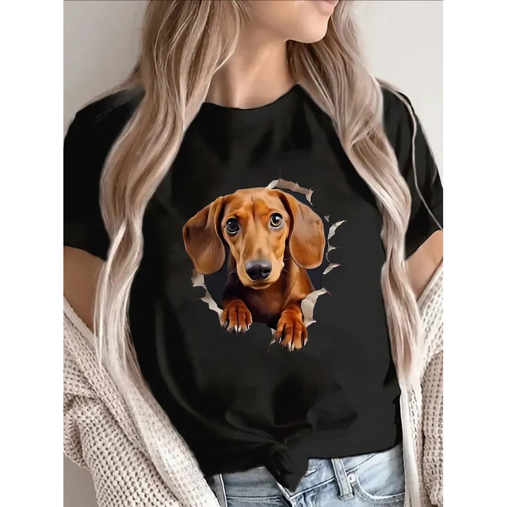 Camiseta T-shirt Feminina Estampa Cachorro Cão Alemão Lançamento Fitnes