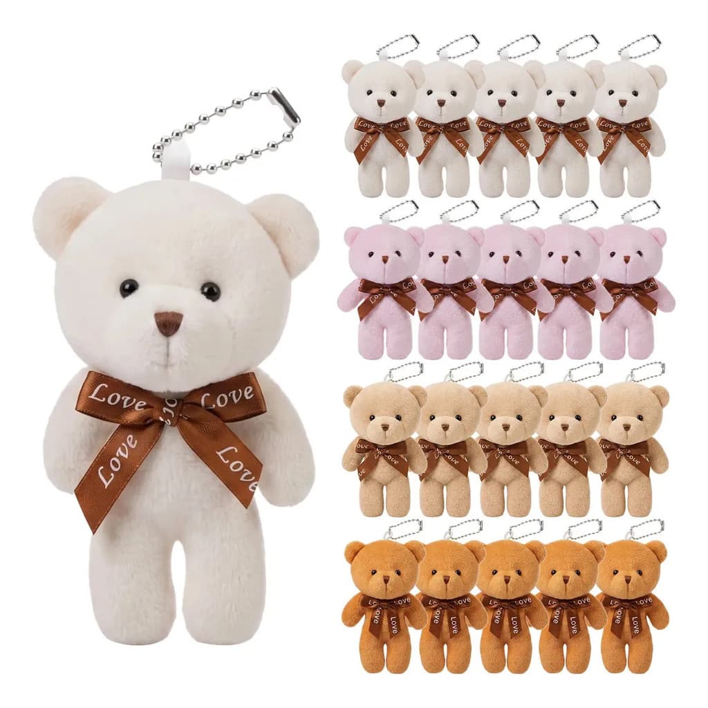 JogoJunto Kit 20 Mini Ursinhos de Pelúcia Chaveiro Decorativo para Lembrancinhas Festa Presente Criativo