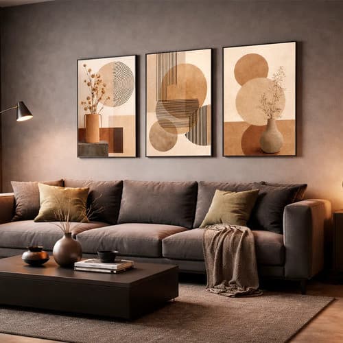 Quadro Decorativo Minimalista Moderno Bege/marrom 50x90