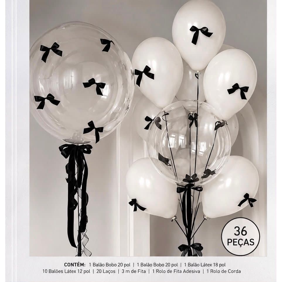 Kit Balão Com Laços 36/45/62 peças bubble Bexigas Festa Decoração Enfeite surpresa aniversario