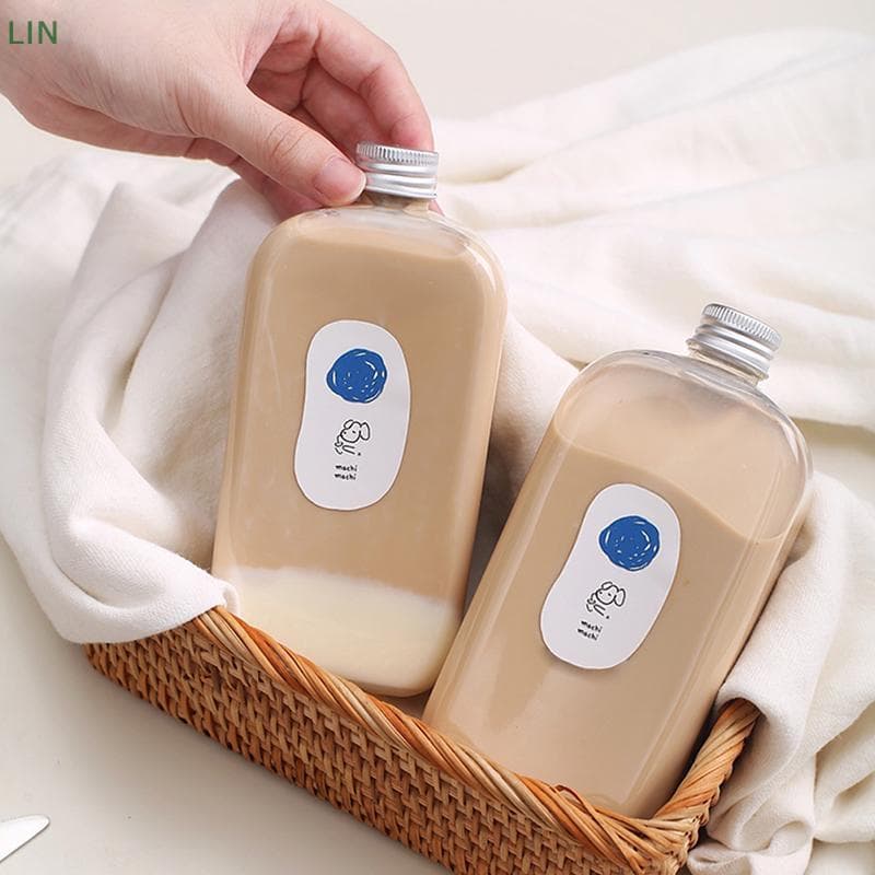 Garrafas Plásticas De 400ML Para Recipientes De Armazenamento De Bebidas De Água Potável Garrafa Plástica Com Tampas