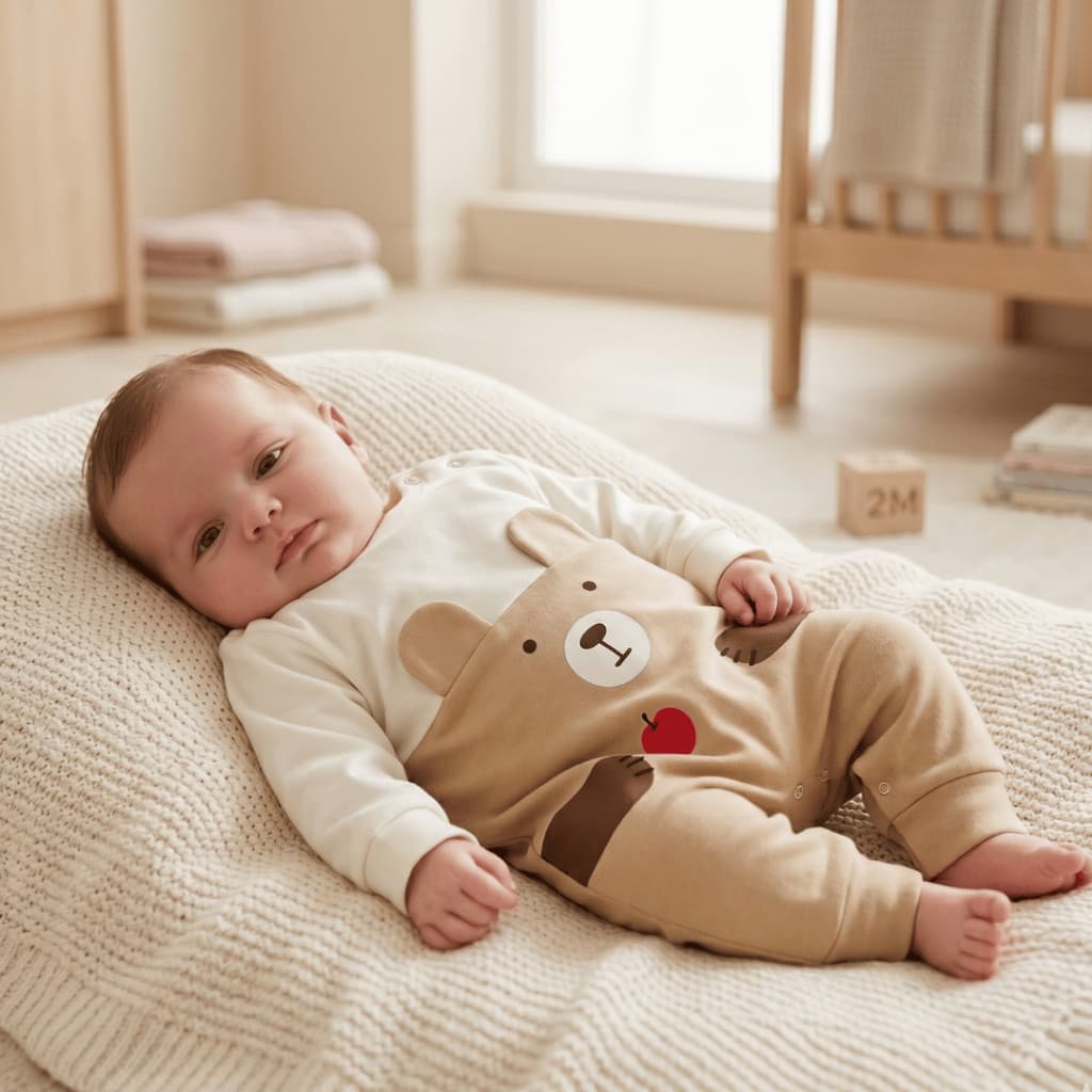 Macacão Bebê Ursinho 0 a 3 Meses Roupa de Bebê Menino Nude Clean