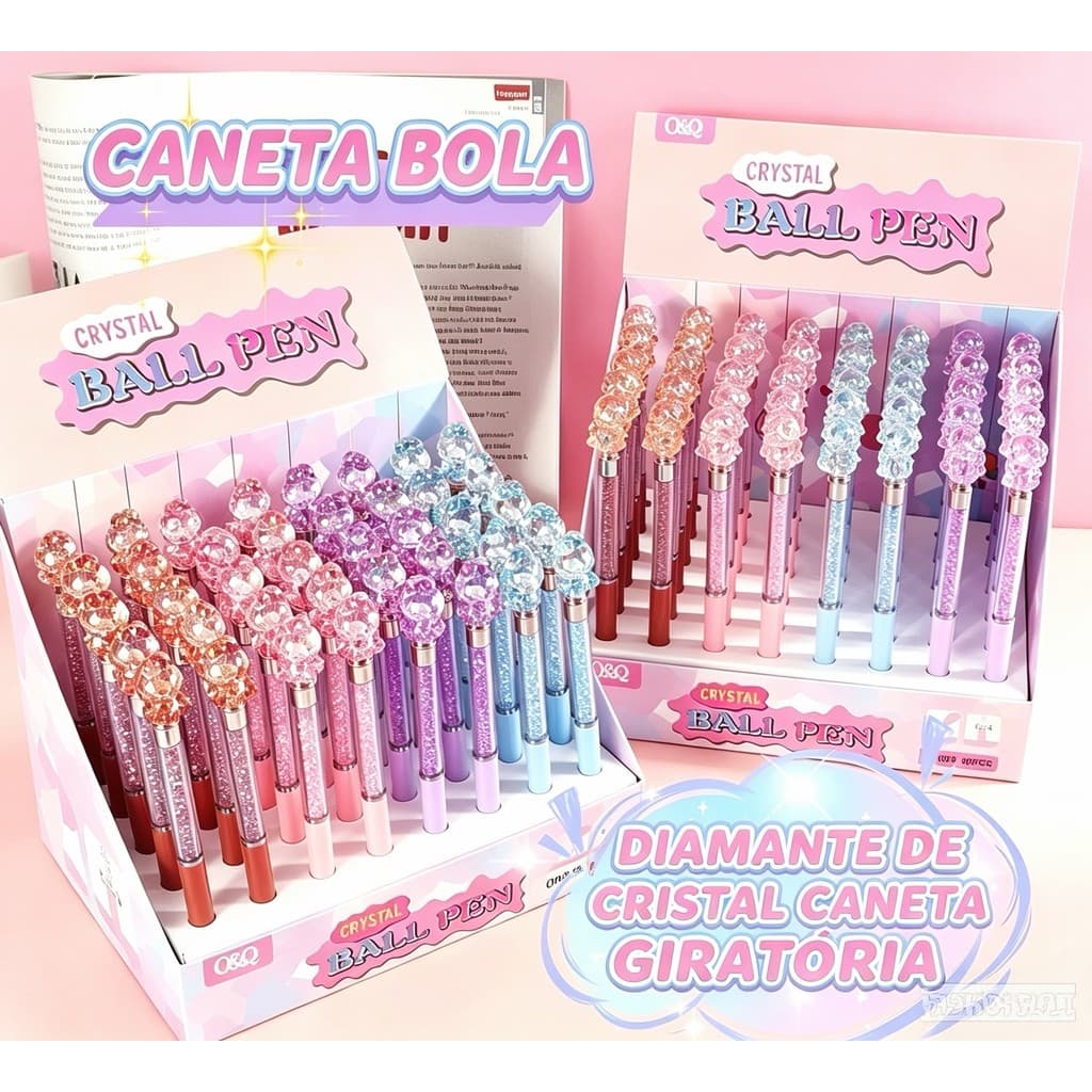 Kit 5-20 Caneta Gel Esferográfica Diamante Cristal Luxo Ponta Fina