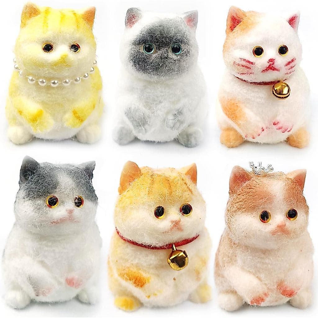 Conjunto de 6 peças de gatinhos fofos Taba, conjunto de gatinhos macios e fofinhos Taba, brinquedo antiestresse divertid