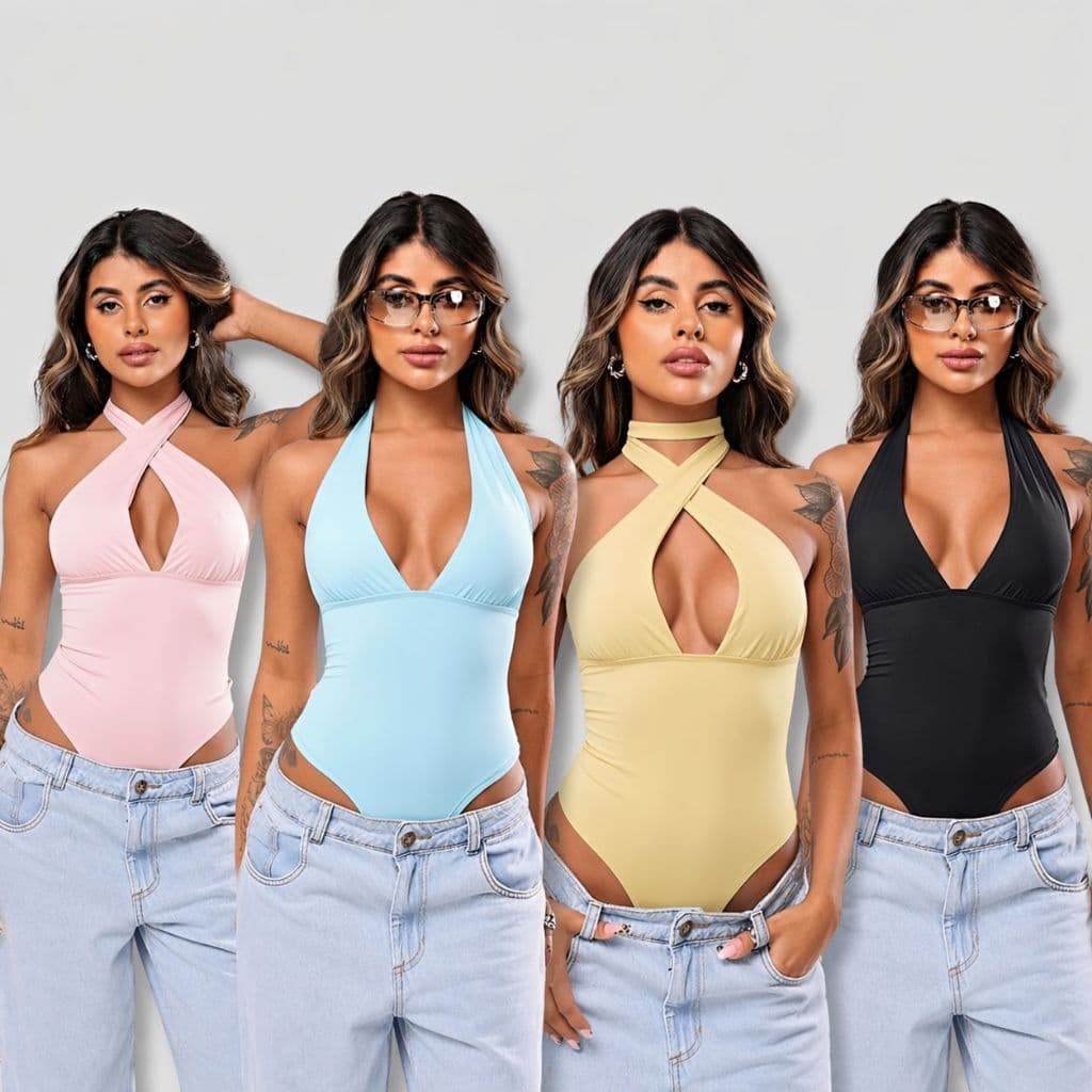 Body Multiformas Gringa Costas Nua Amarração Decote Feminino Blogueira Bori