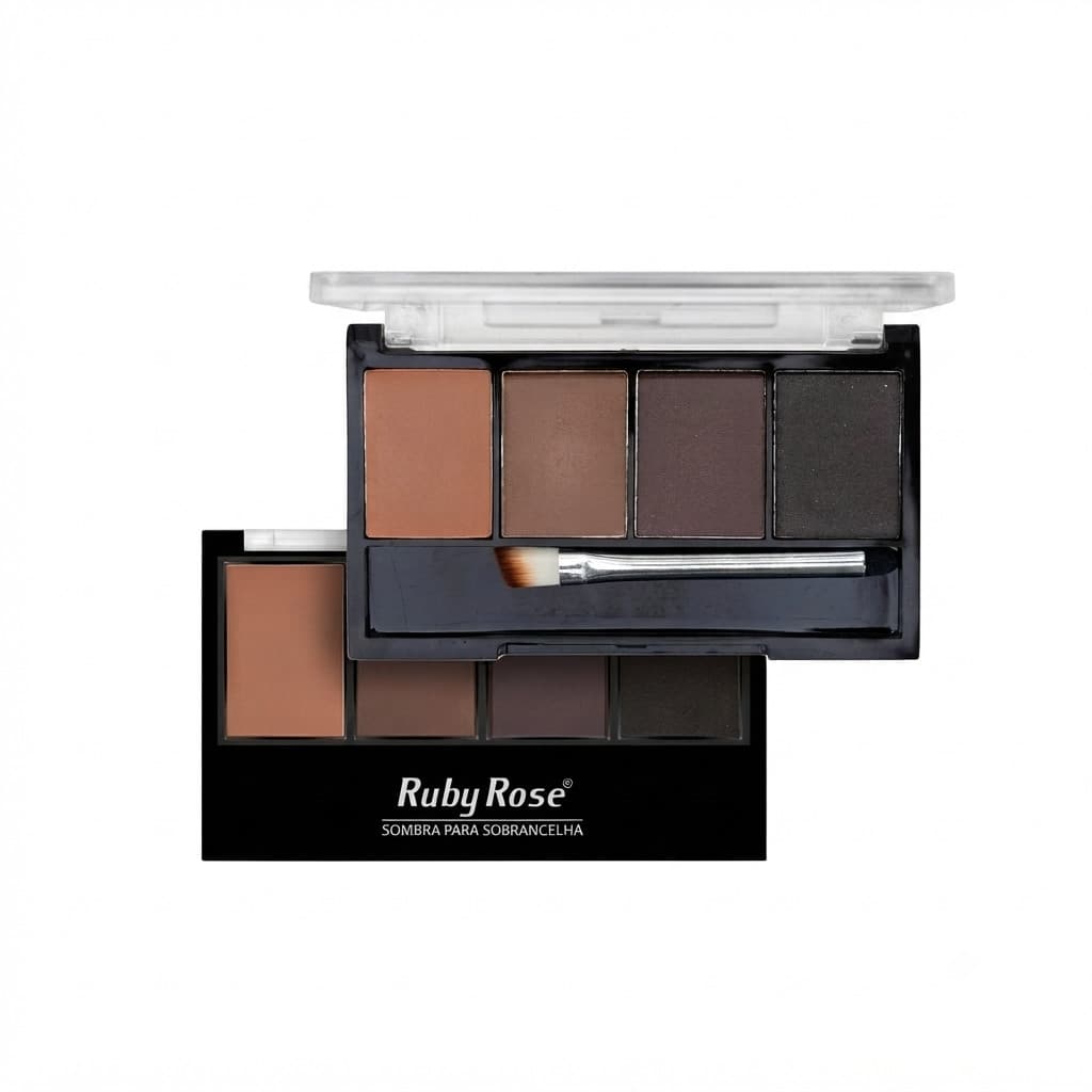 Paleta de Sobrancelha Ruby Rose 4 Cores + Pincel Kit Completo Definição Natural