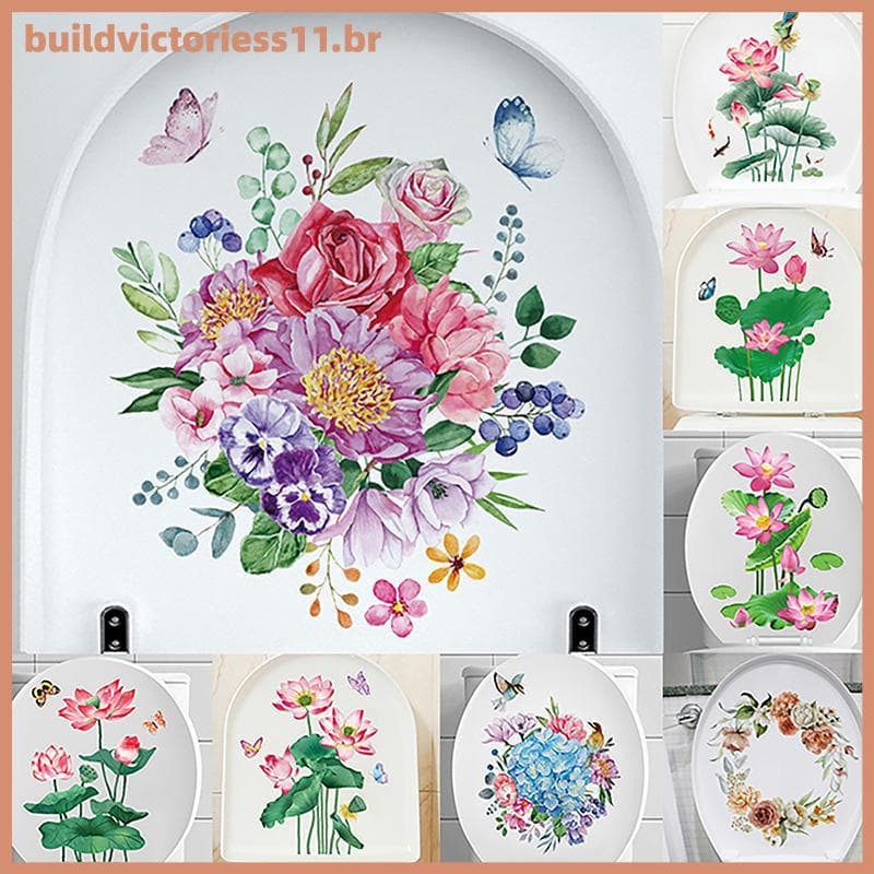 BDVT Tampa De Vaso Sanitário Planta Adesivo De Parede Floral Autoadesivo Banheiro Decalque De Decoração De Casa BR