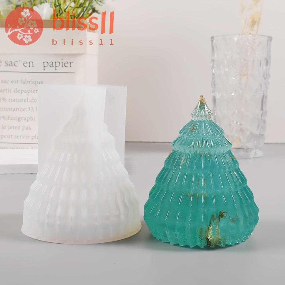Molde De Sabão BLISS11 , Vela De Árvore De Natal Listrado Diagonal De Silicone , DIY Macio Em Formato Cônico