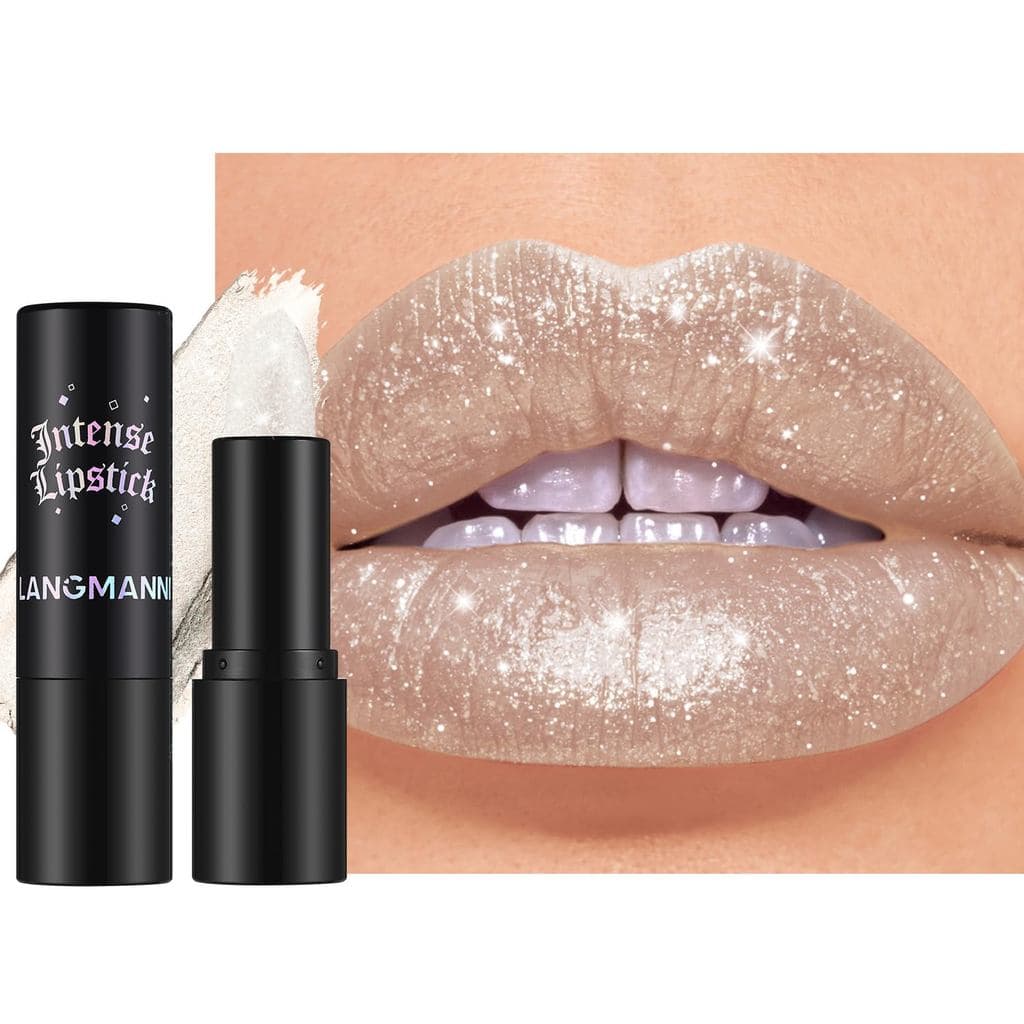 Batom Brilhante, Gloss Labial de Longa Duração, Batom Hidratante à Prova d'Água, Batom Metálico com Glitter, Gótic