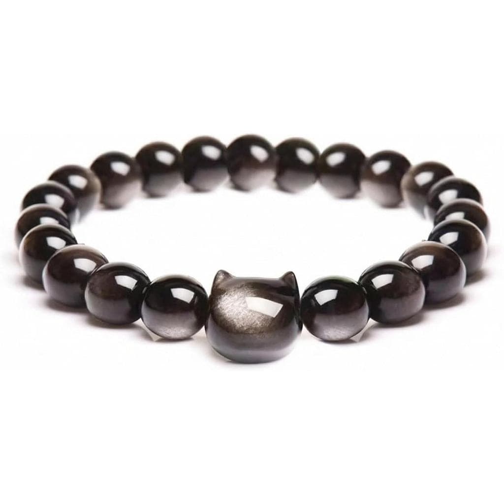 Pulseira de Atração de Dinheiro - Pulseiras Femininas de Obsidiana - Pulseira de Pedras para Riqueza, Prosperidade e Abu