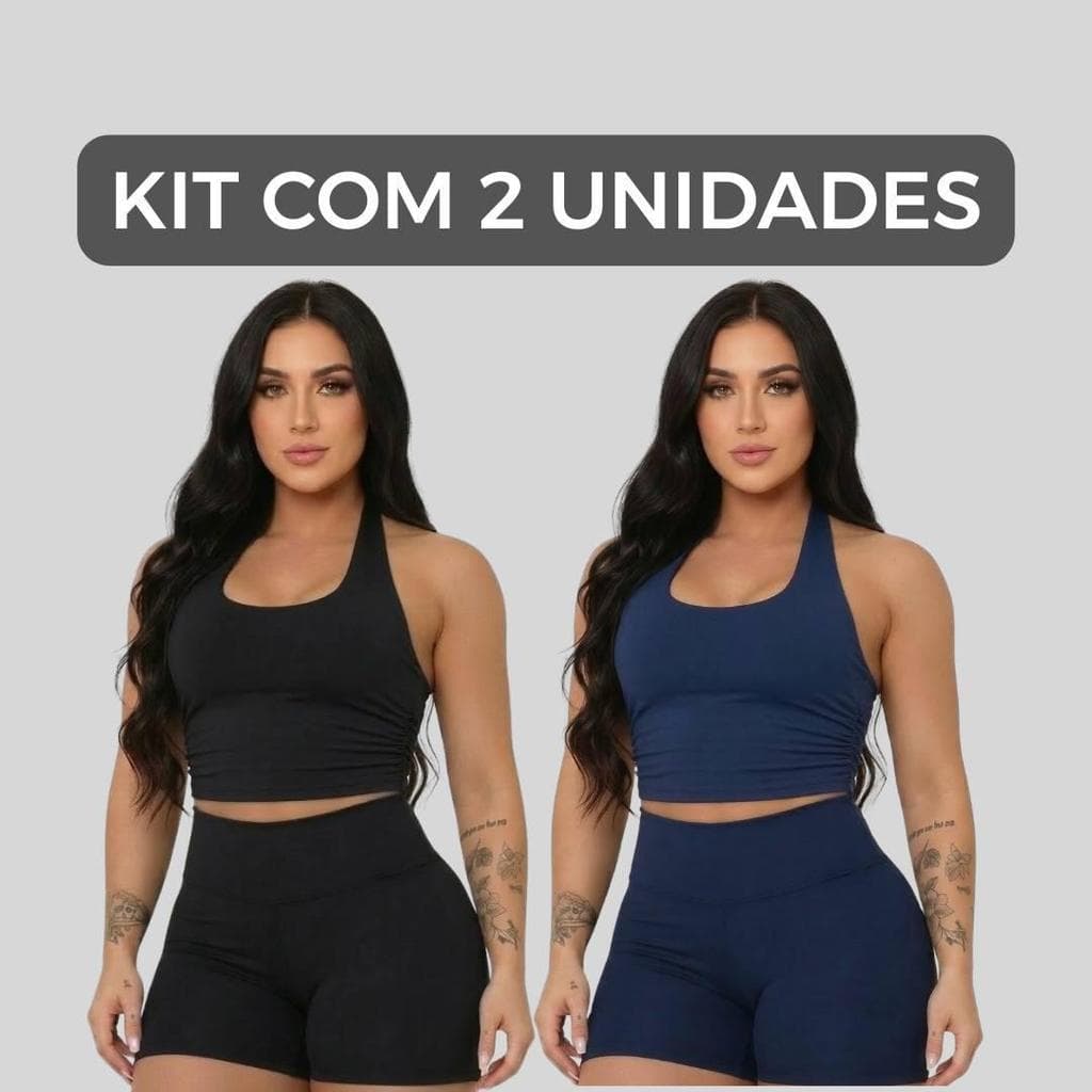 Kit 2 Cropped Frente Única Treino Musculação Fitness