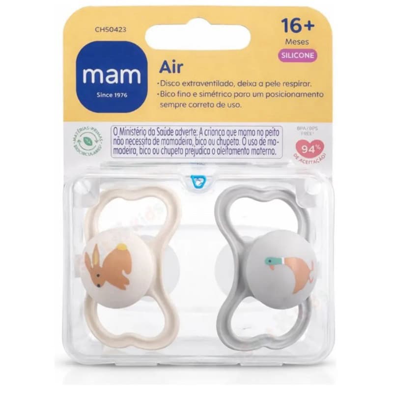 Chupeta Mam Air 16+ Extraventilada Dupla Bico Silicone Tam 3
