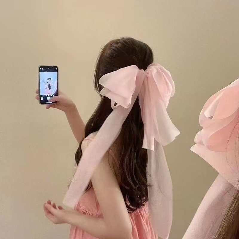 [Estoque pronto] Escapando princesa ~ Super fada elegante grande arco cocar cabeça traseira clipe de primavera longo Str