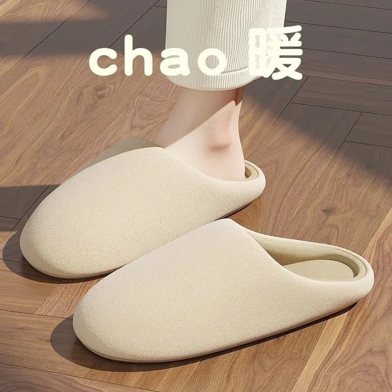 Outono inverno chinelos silenciosos femininos interior antiderrapante casal chinelos de algodão