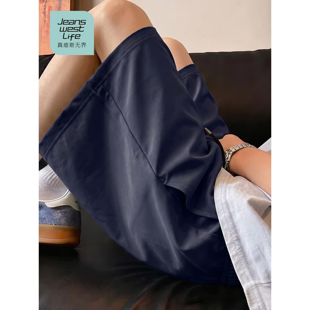 Zhenweisi LIFE Shorts masculinos de seda gelada, roupa externa de verão, estilo fino, respirável, calças esportivas reta