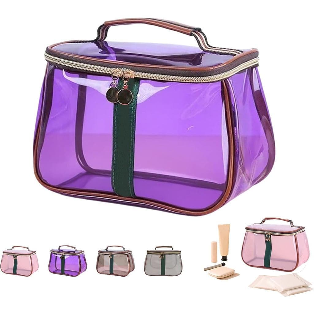 Nova bolsa de maquiagem estilo retrô, bolsa de armazenamento de maquiagem feminina de grande capacidade, bolsa transpare