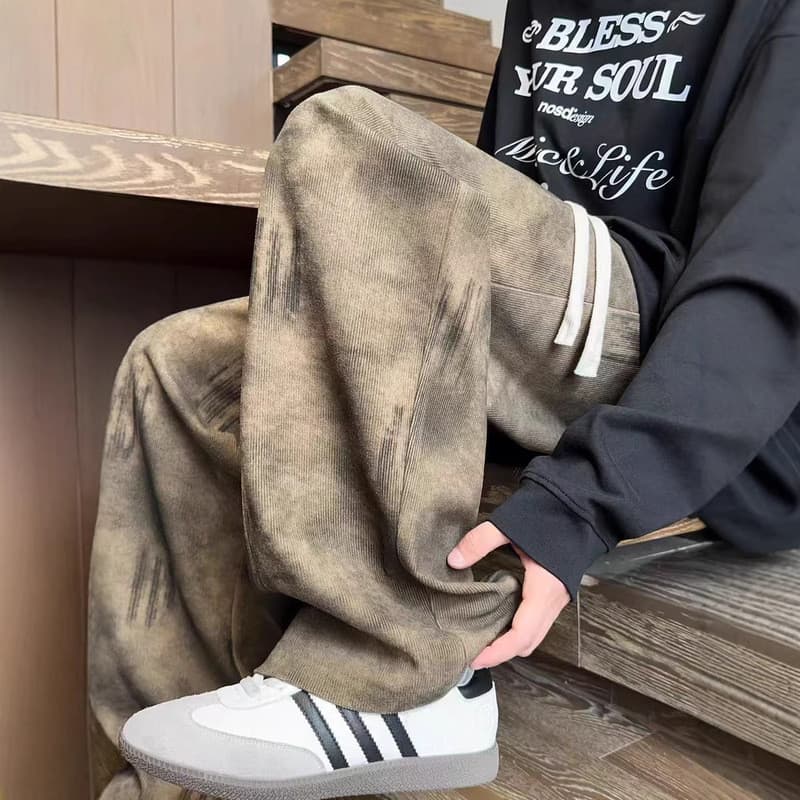 Novo estilo americano Tie-Dye calças casuais masculinas outono 2025 novo estilo frito rua Wear na moda juventude solta c