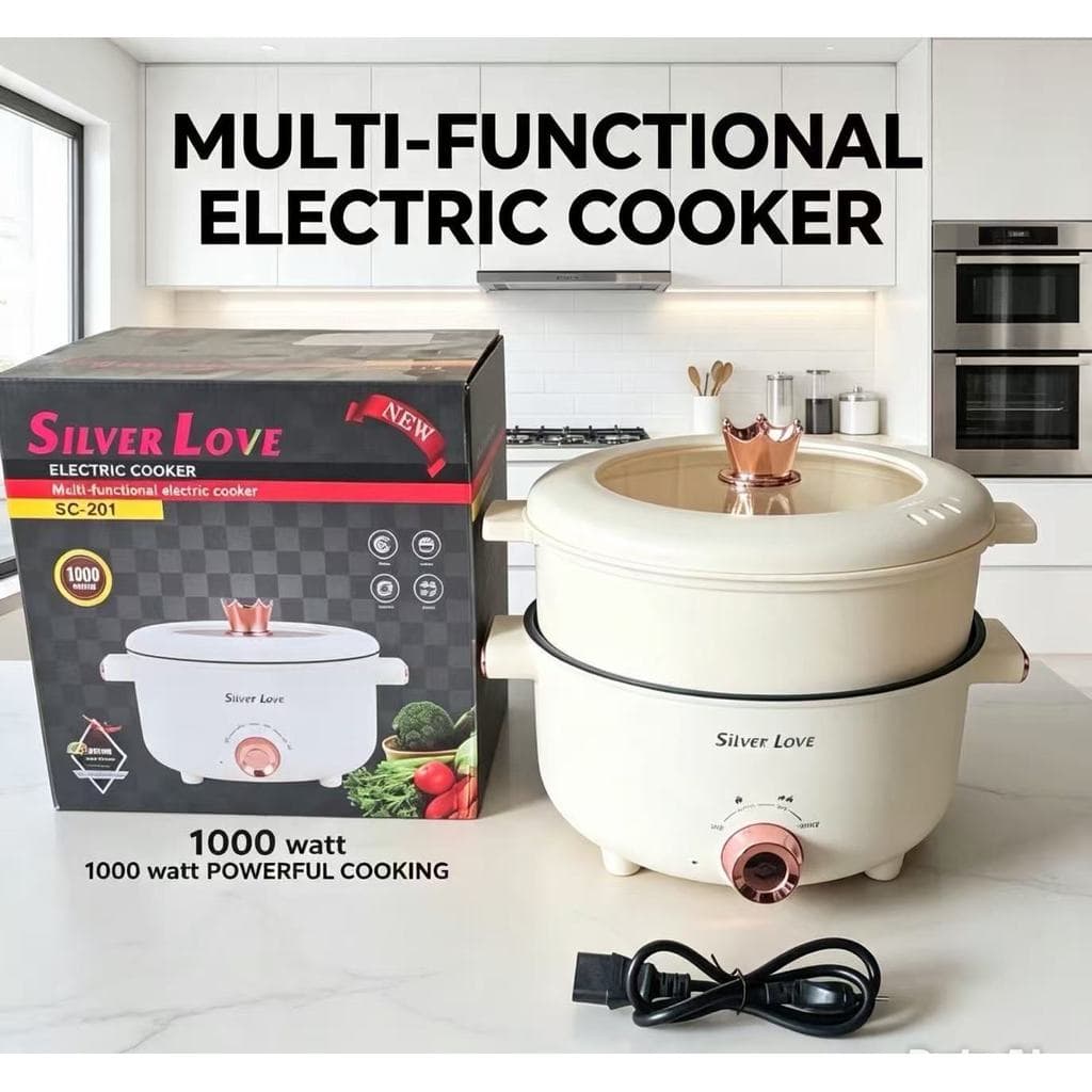 Panela Elétrica Multifuncional C/ Cesta para Vapor, Controle de Calor Ajustável