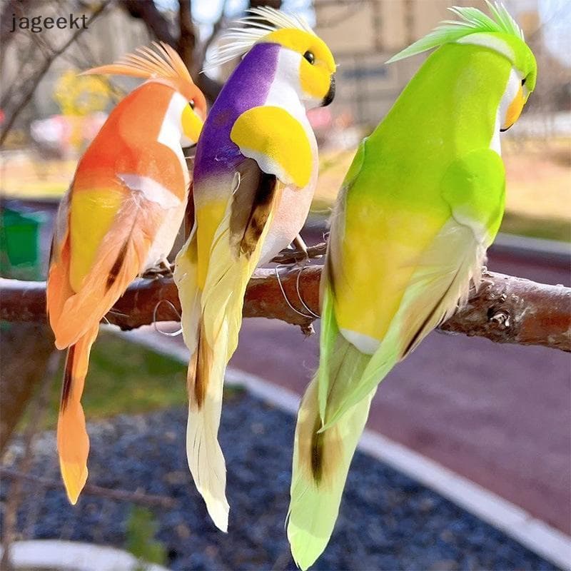 [jageekt] 1 Peça Enfeites De Boneca De Gramado De Penas Em Miniatura 15 Cm Simulação Criativa Artesanal Papagaio Animal