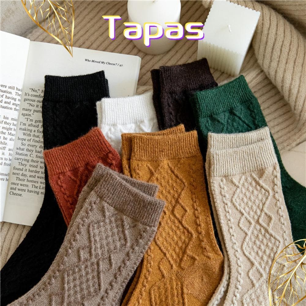 Meias De Lã De Caxemira Para Meninas , Longas De Comprimento Longo De Cor Sólida Quentes De Inverno Com Textura De Malha