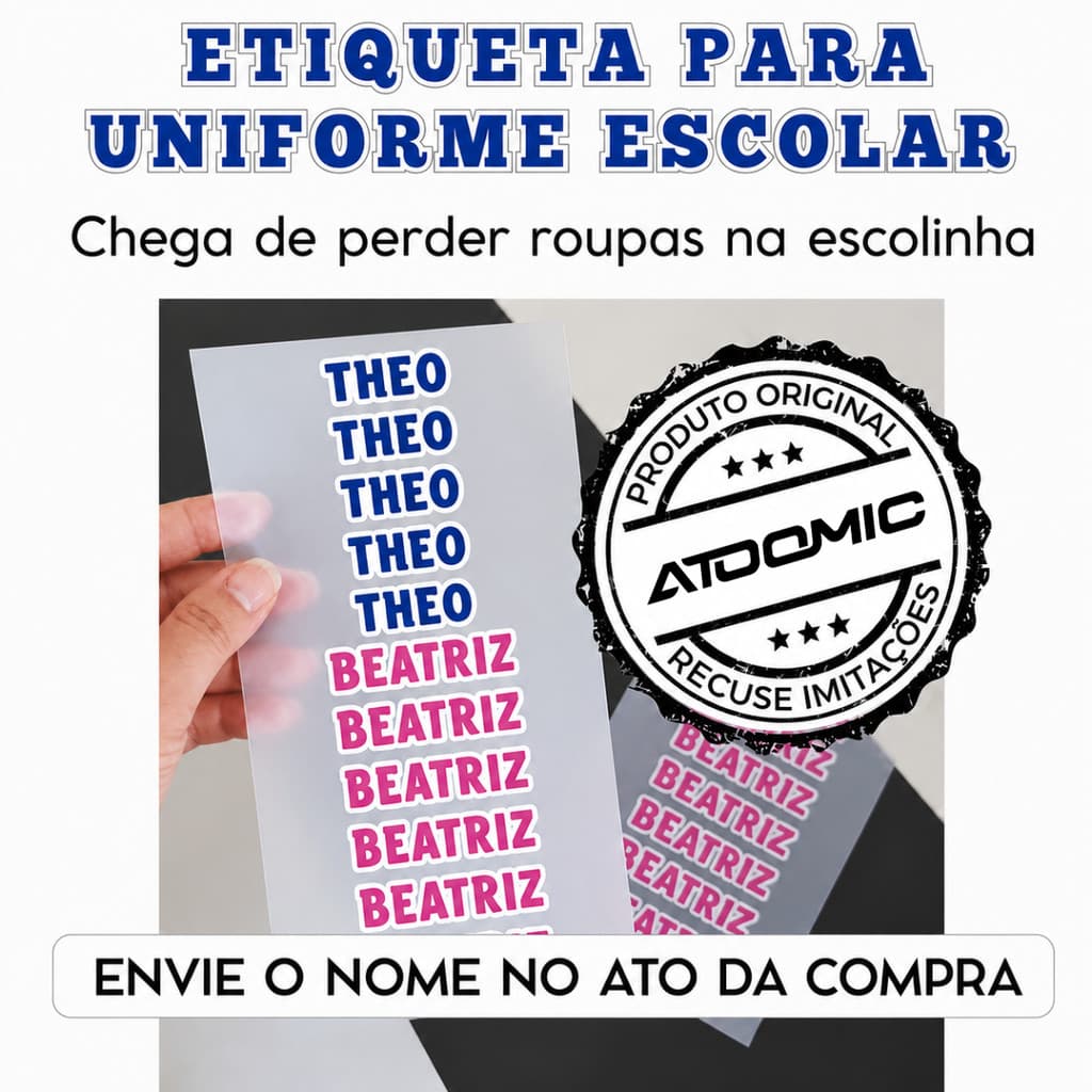Etiqueta Personalizada DTF Para Marcar Roupas De Crianças Creche E Escola