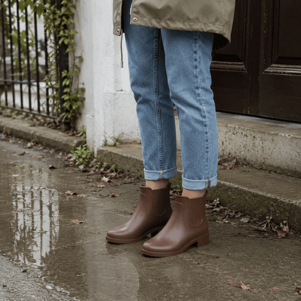 Bota Feminina Impermeável PVC Modelo Chelsea