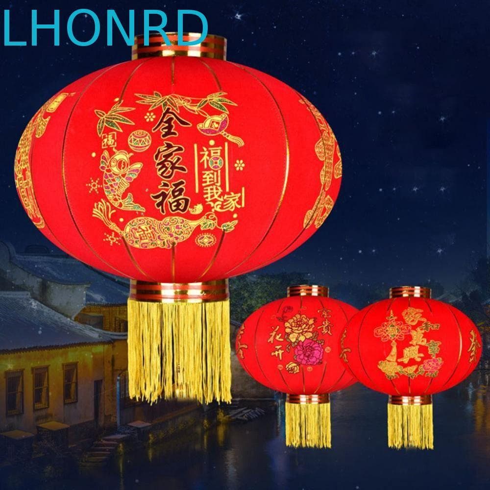 LHONRD Festival Lanterna Vermelha Grande Para Quintal , Portão Estilo Chinês Reunindo Pano Feliz Ano Novo Ornamento