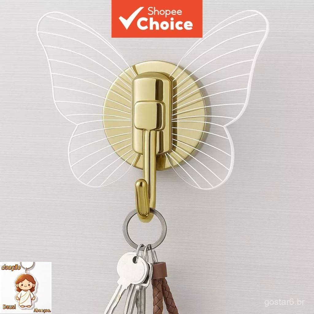 Acrílico Borboleta Decorativa 2 Pçs Auto Adesivo Gancho De Parede Resistente Conjunto De Armazenamento Decoração Para Ca