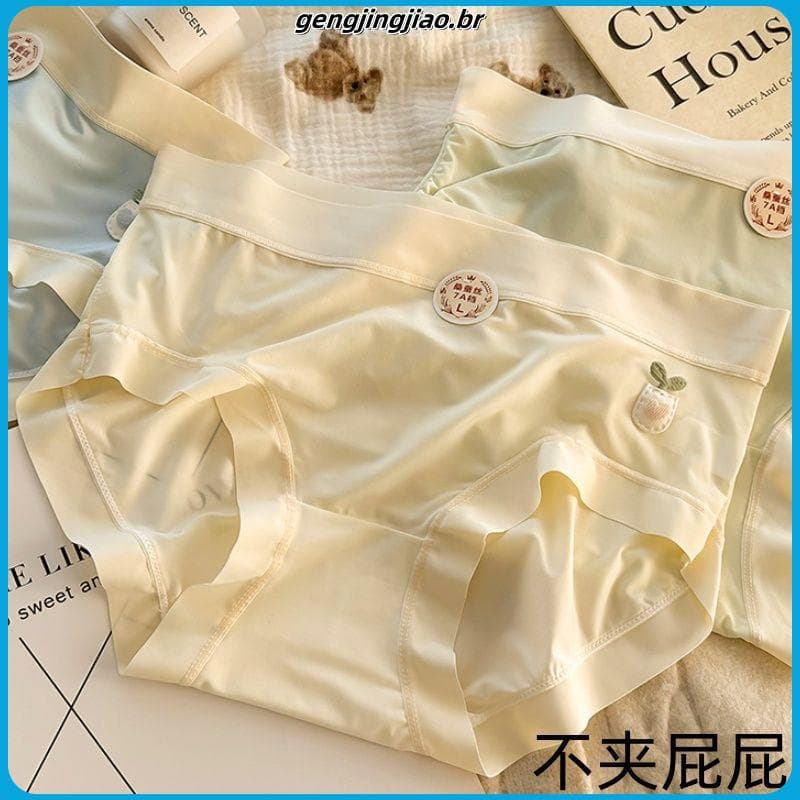 Novo estilo roupa interior feminina seda gelo sem costura 7A antibacteriano amoreira seda virilha dopamina em s menina e