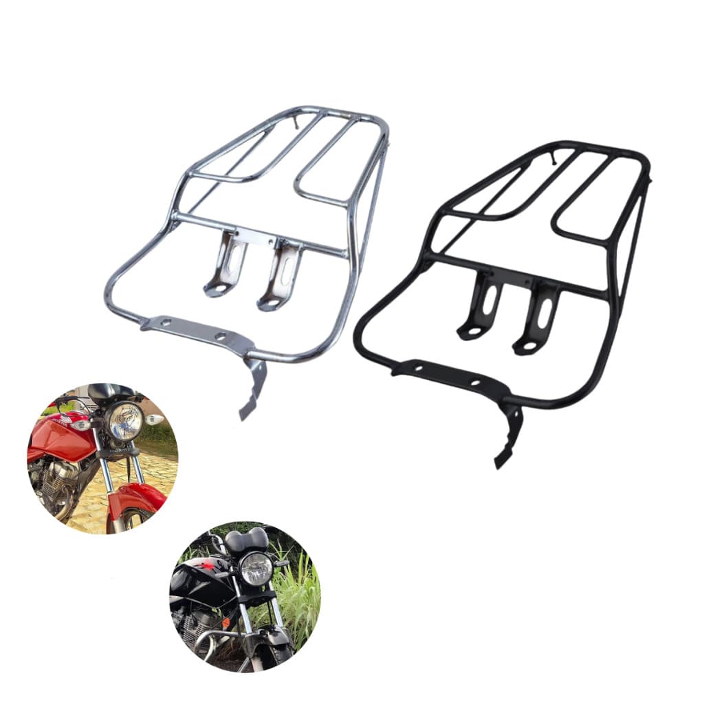 Bagageiro para Honda CG Titan 150 2004 a 2008, cromado e preto de alto brilho