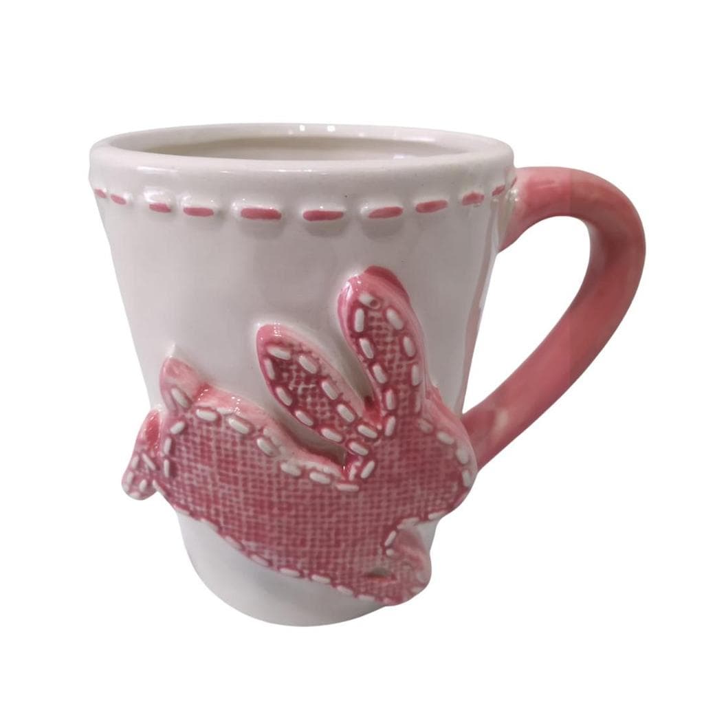CANECA CERAMICA COELHO ROSA 370ML