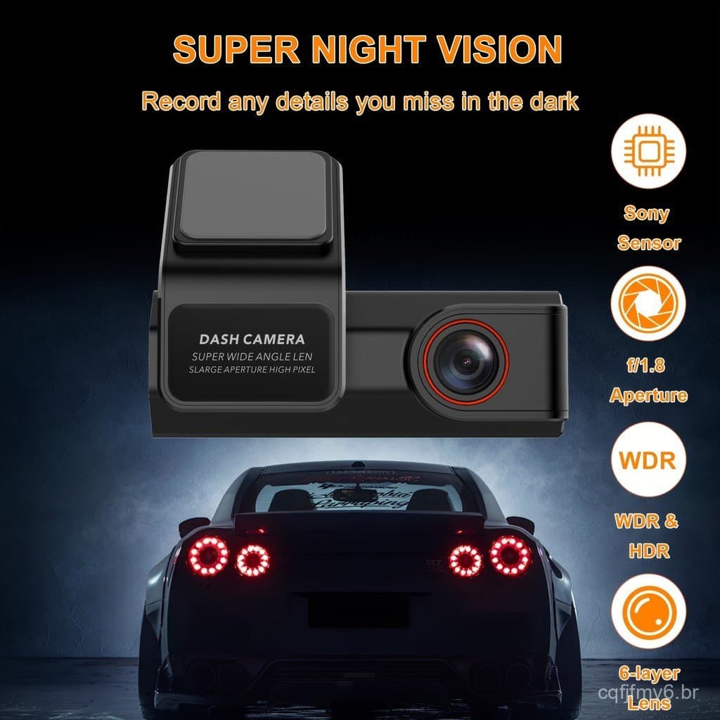 Câmera Veicular Wi-Fi 1080P, Câmera Frontal para Carro, Mini Câmera Noturna, Fornece Gravação em Alta Definição para Veí