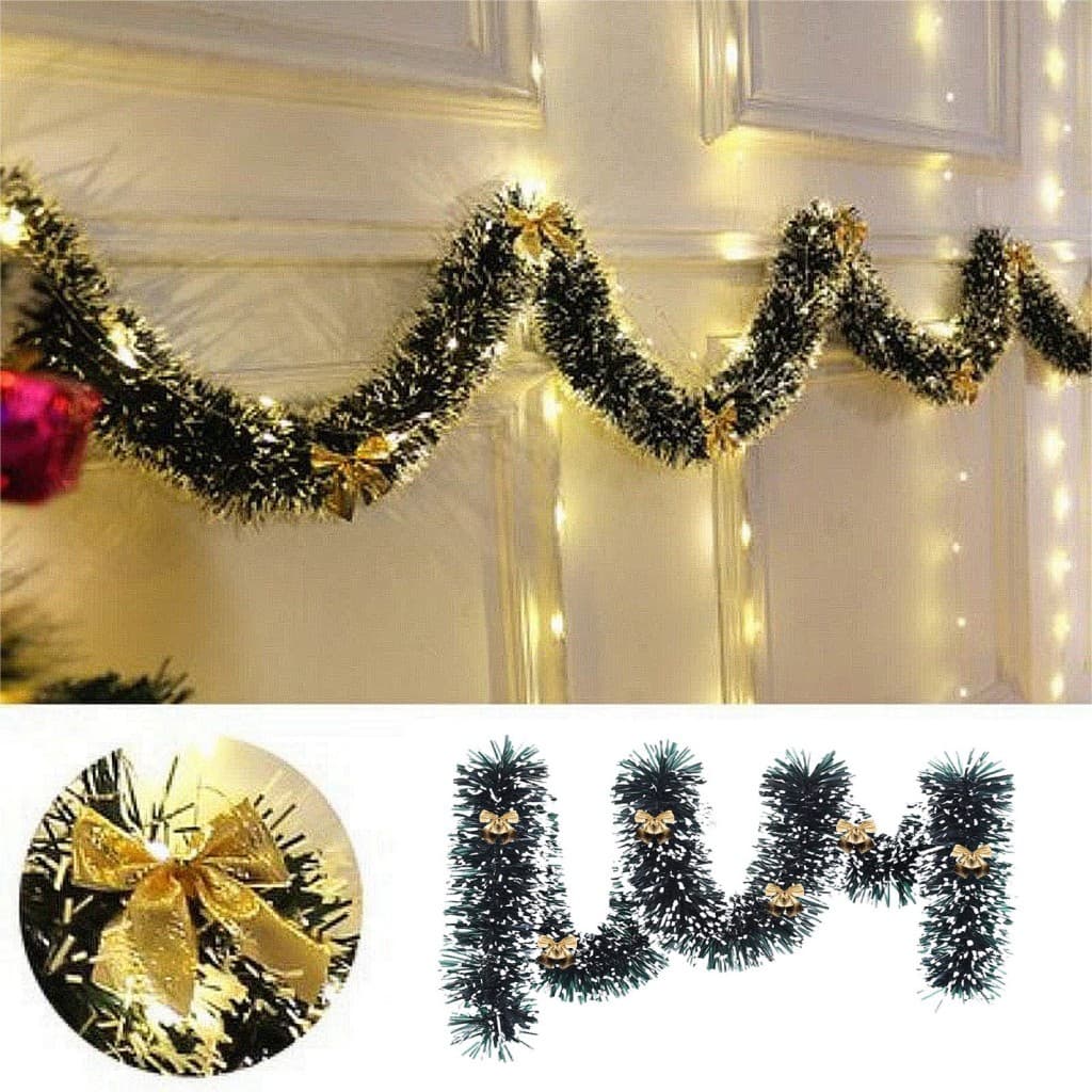 Guirlanda De Enfeites De Natal De 2 M-Decoração De Fita De Árvore Para Trilhos De Escada